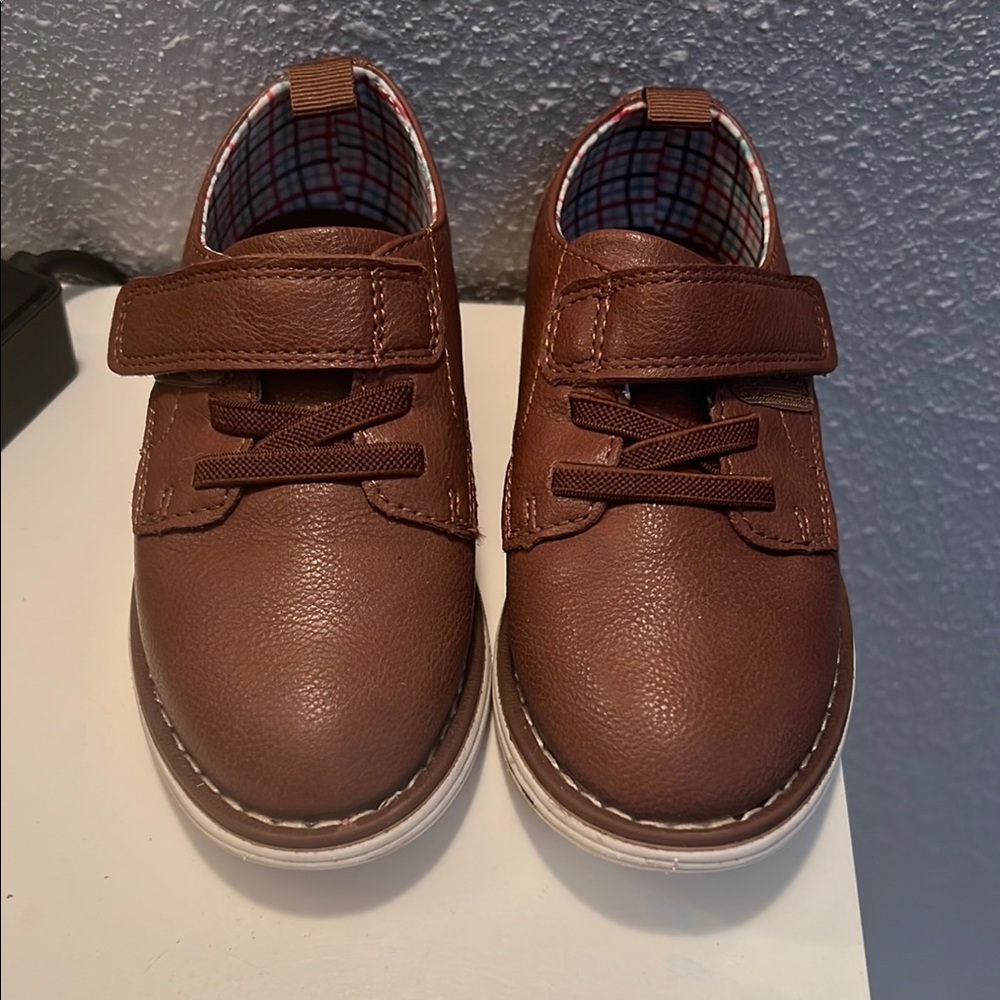 Cat & Jack Brown Dress Shoes with Velcro Strap